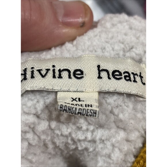 Divine Heart Yellow Variegated Knit Hoodie Sweater Women's XL Sherpa Lined - Picture 13 of 16